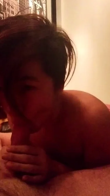 Asian wife coming from sucking husbands dick