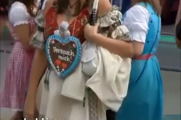 Oktoberfest amateur babe flashes ass in public
