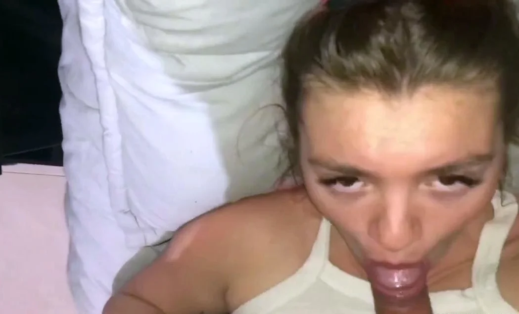 Big-Titted Brunette Babe Gives a Deep Throat Blowjob