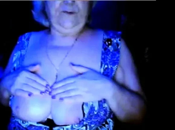 hot granny flashing her big tits of her husband hidden