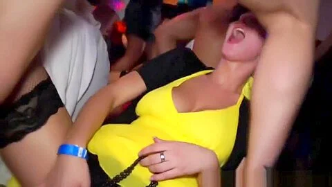 Party girls sharing cfnm cock