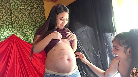 Drawing On My Pregnant Belly 4k