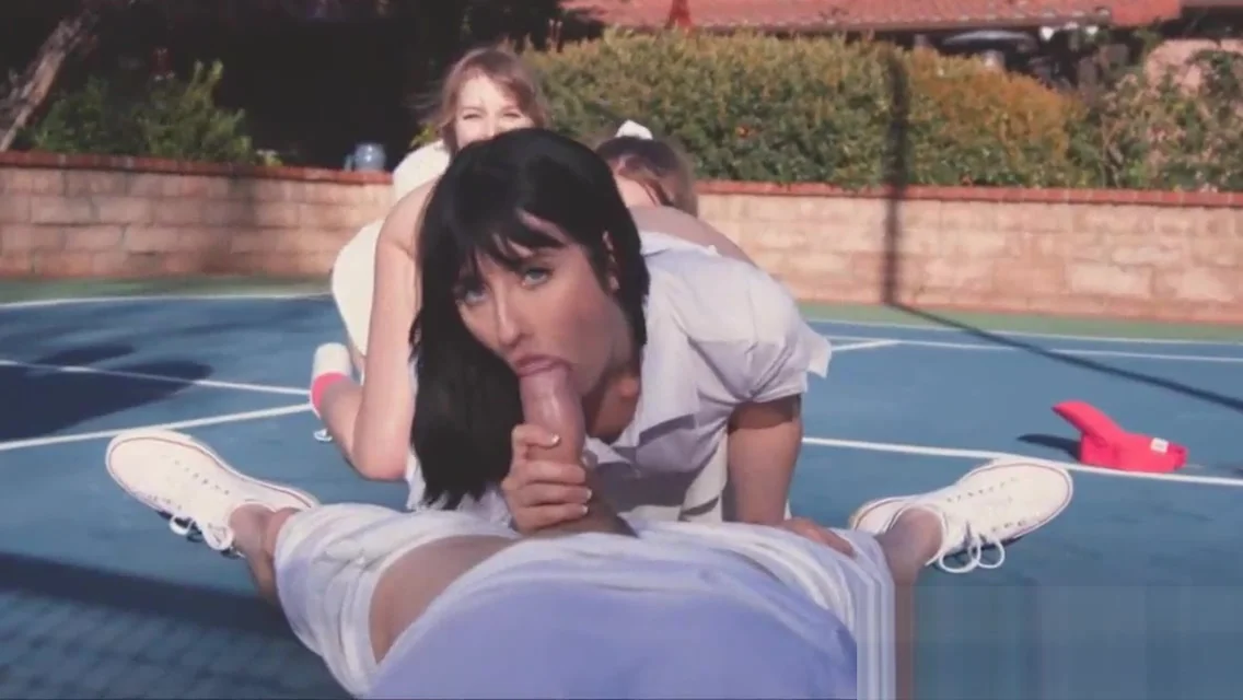 Tennis court fourway with horny teen 18+ besties