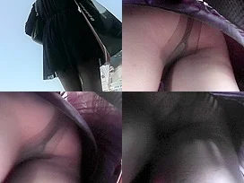 Upskirt free video shows petite MILF with skinny butt