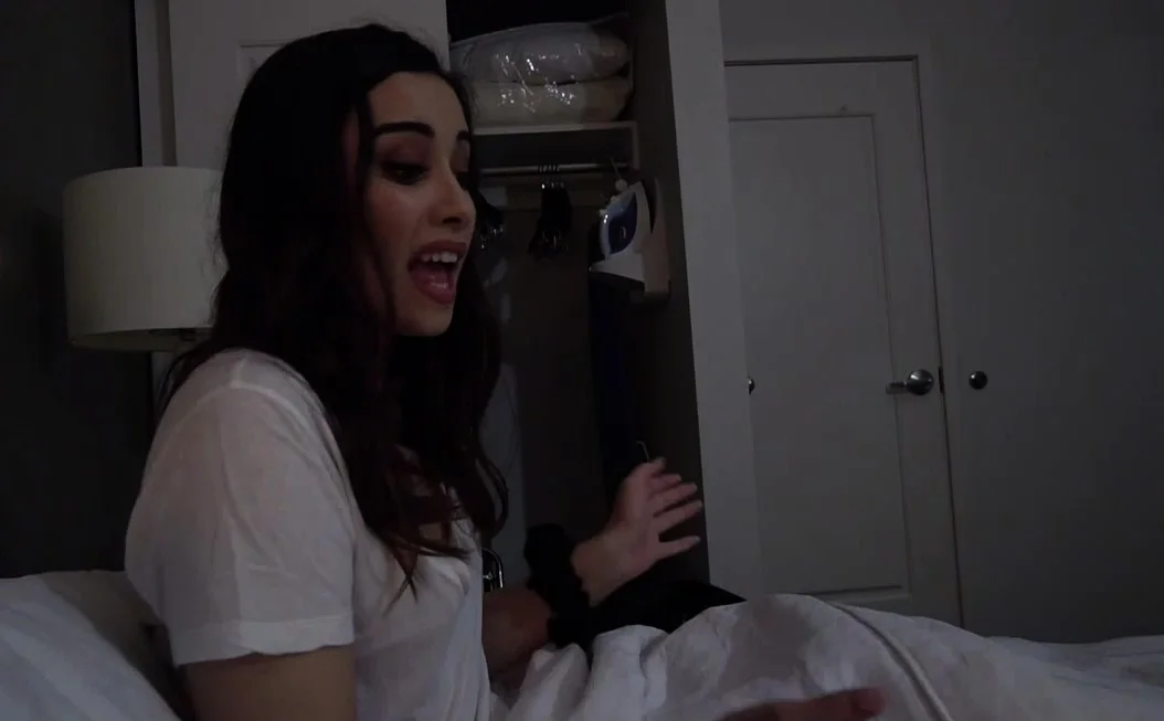 Stepbrother jerking off beside his sexy stepsister