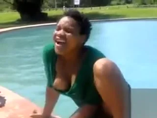 Black women swimming and pissing in the pool