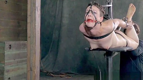 Hogtied submissive fucked with dildo