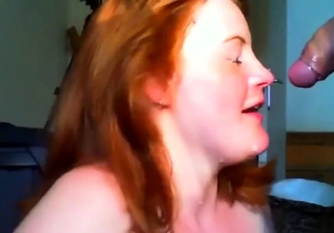 Redhead neighbour sucks a guys cock till happy end