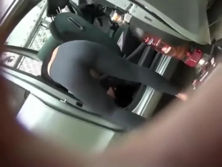 Spying my neighbor bending over in a car