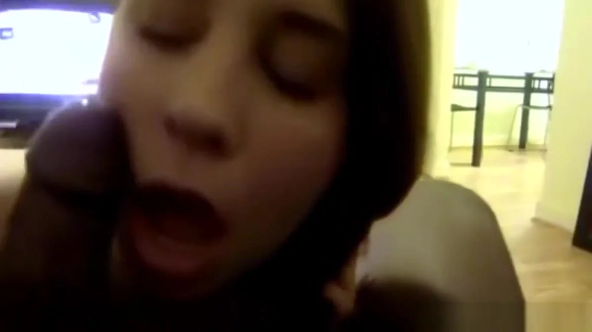 Hot amateur girl sucking a huge black cock until the end