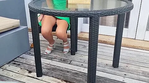 Remote Vibrators Inside Hot Girl In Public Caffe Squirt Control By Waiter