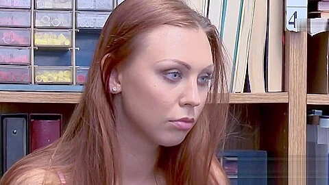 Foreign redhead is stripped down and searched by horny mall cop