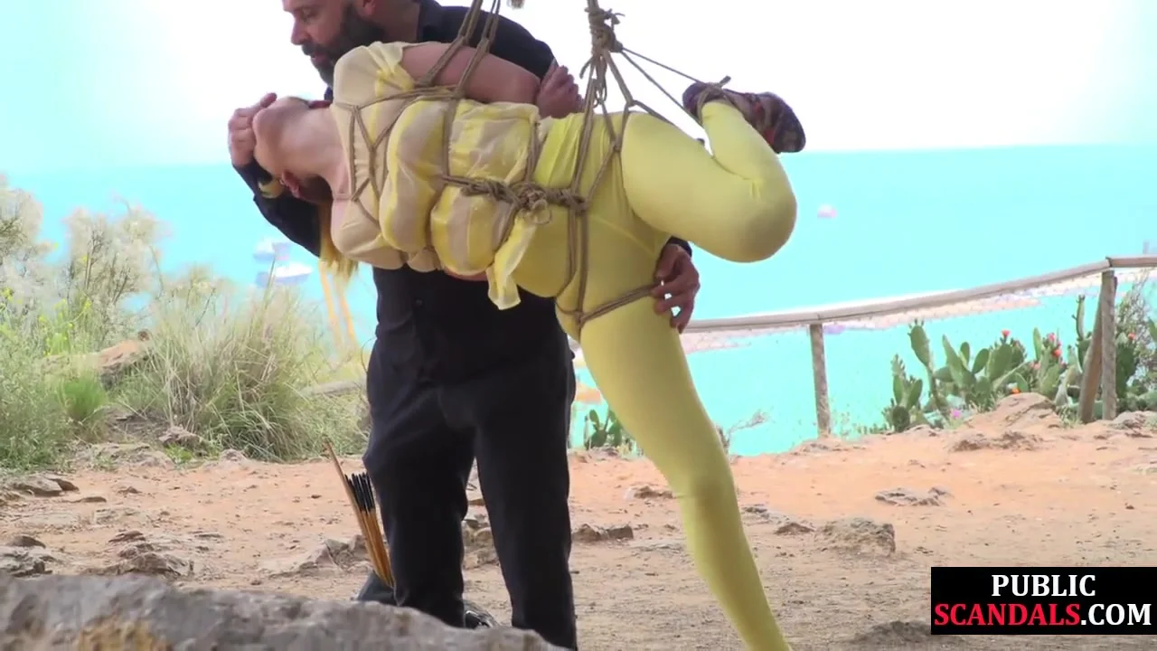 Public slut enjoys asstoying outdoor after suspensionbondage