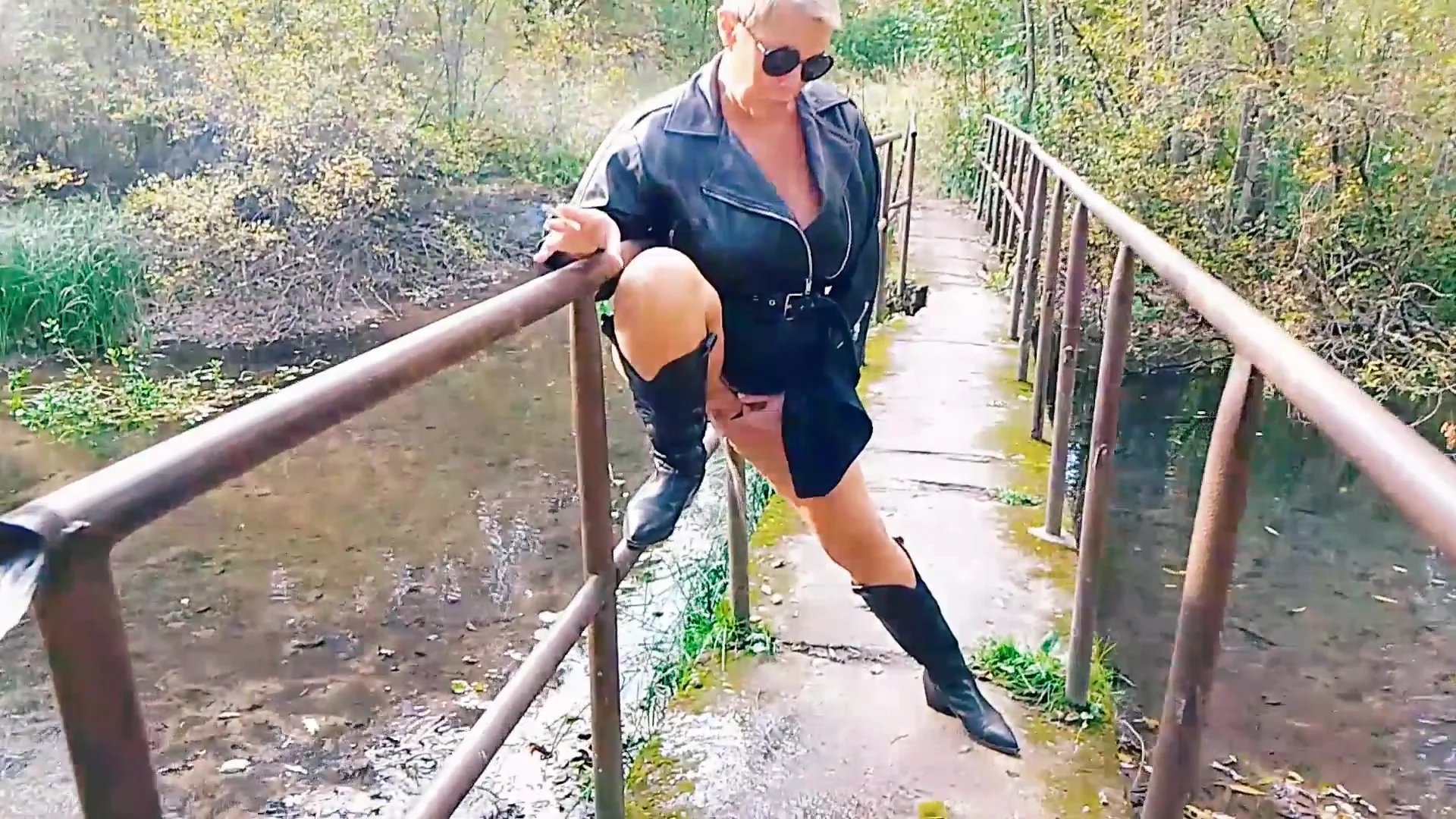 Piss Step mom On The Bridge