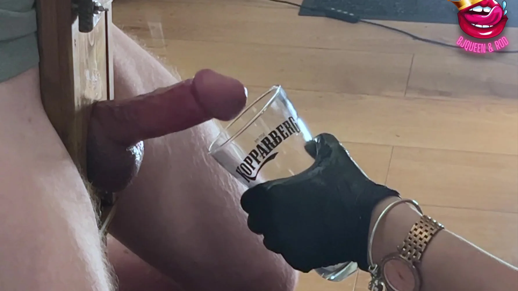 Close Up - Femdom Edges Cock To Ruined Orgasm In A Glass