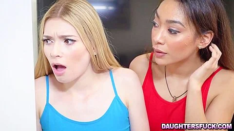 Jessica And Sarah Oil Massage For Step daddy Huge Cocks