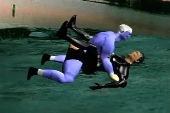 3D cartoon with a dude on his knees sucking a big knob and doing anal
