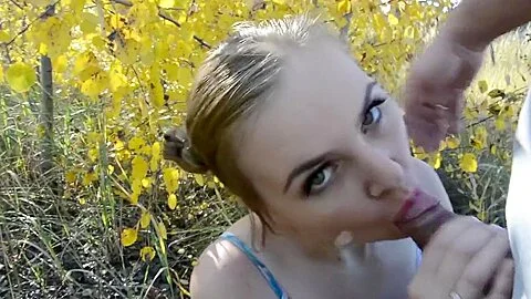 Amateur Blowjob in the autumn forest