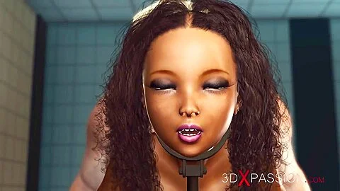 Fucking machine. Hot ebony in restraints and fat crazy chef