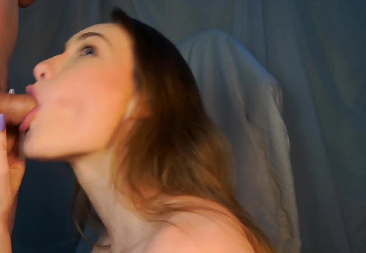 Blonde Camgirl Gives Blowjob Until Cock is Hard