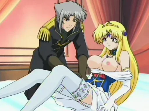 Anime princess bares her big titties and rides a giant boner