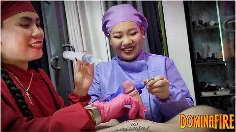 2 Cruel Nurses Sounding Slave