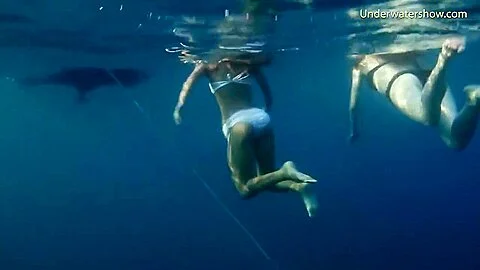 Underwater In The Sea Young Babes Swimming Nude