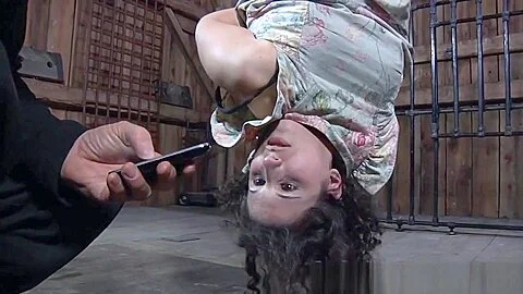 Toyed sub while suspended during bdsm