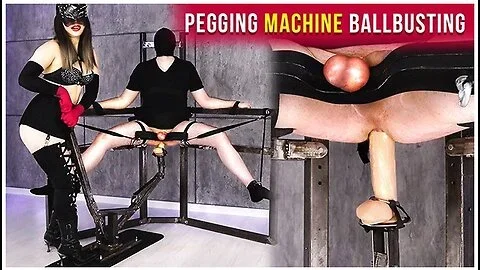 Pegging Fucking Machine And Hard Ballbusting Strapon Femdom Era