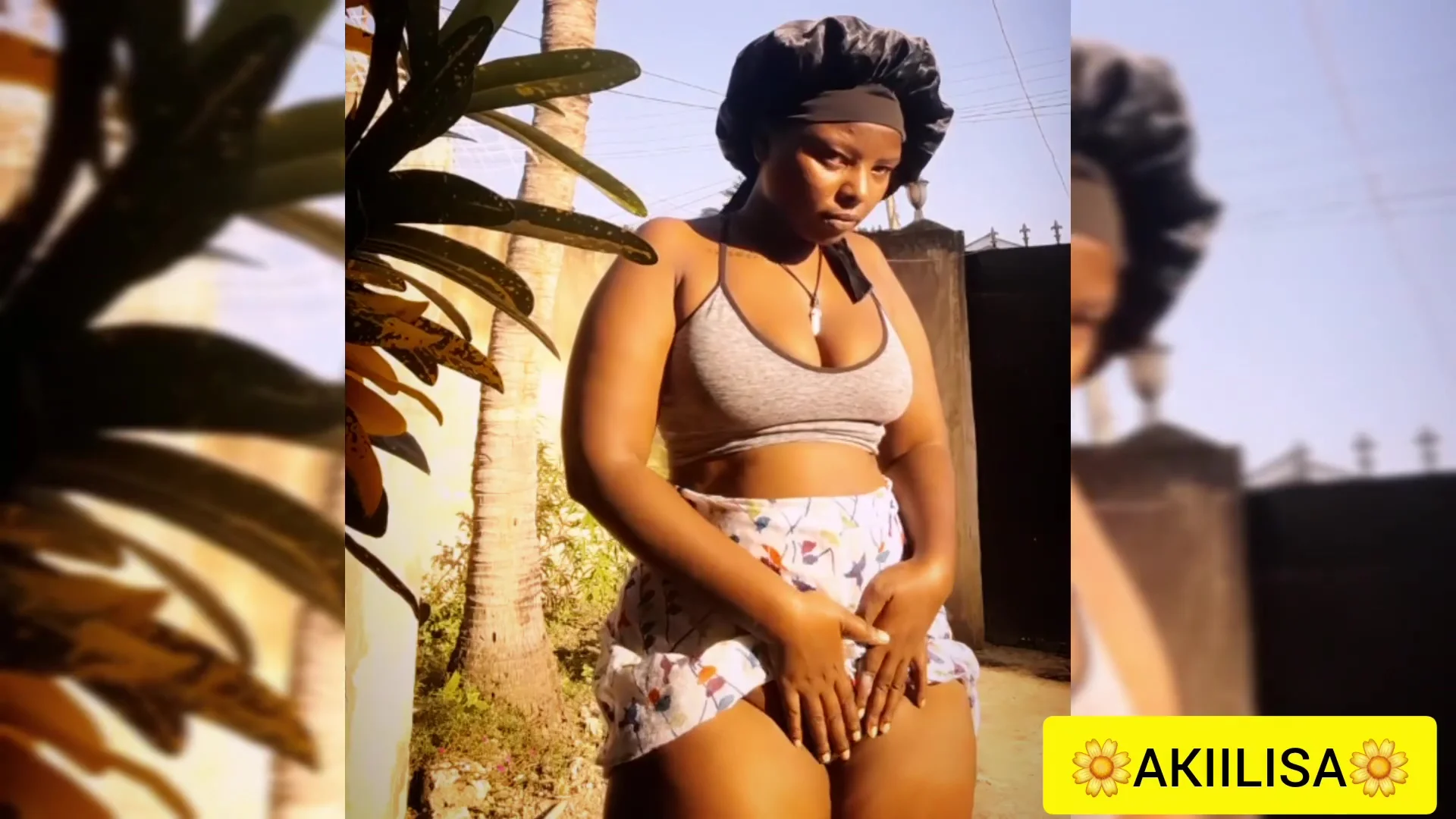 Outdoors: Ebony Thick Babe Akiilisa Flashing Pussy,tits And Ass Outside