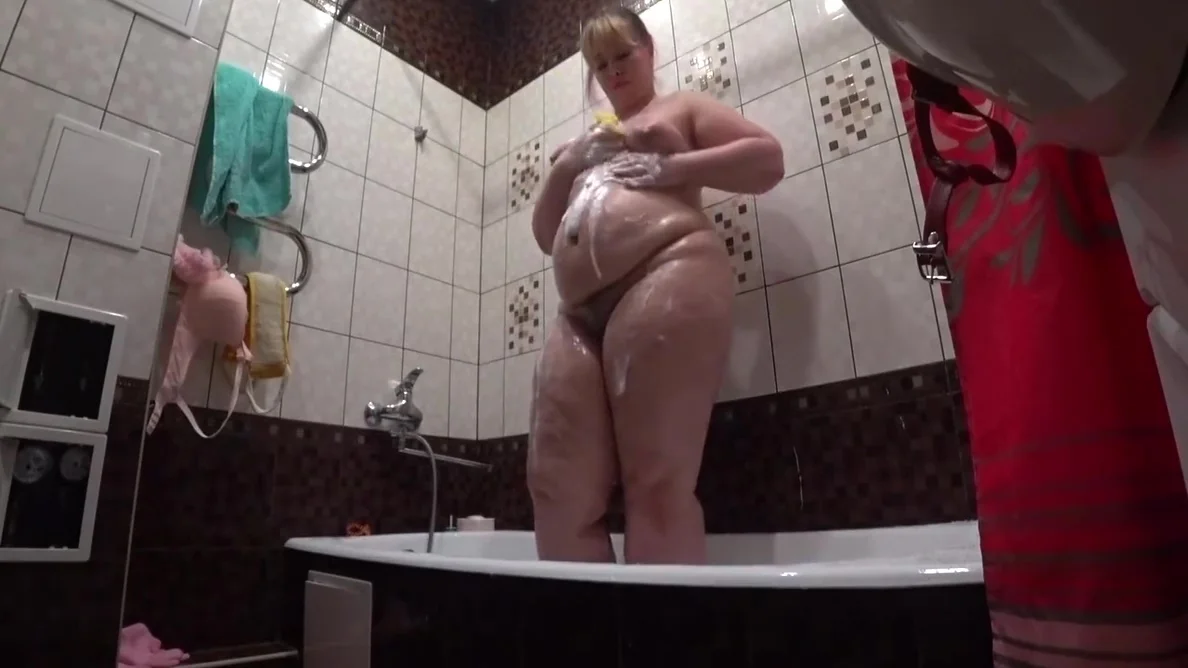 Fat Stepmom Soaping In The Shower
