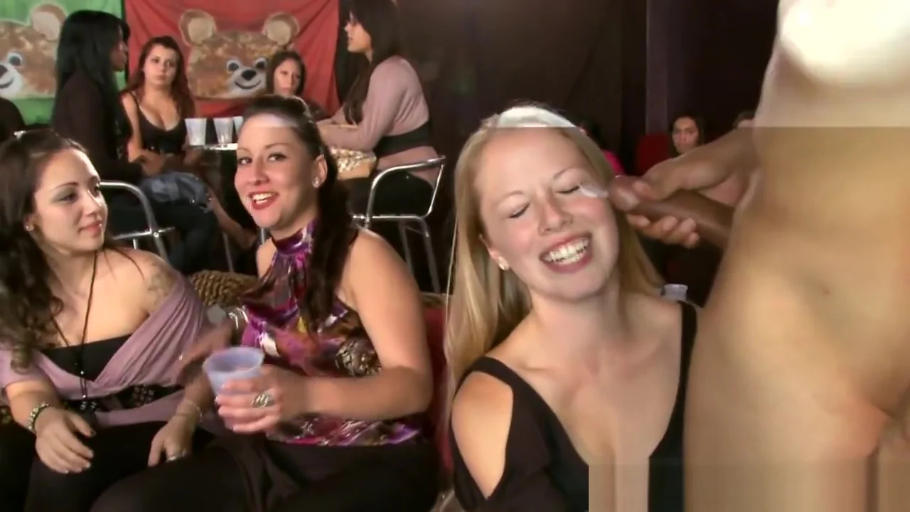 Classy babe facialized by strippers dick
