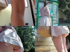 Upskirt porn with a flabby ass gal in a public place