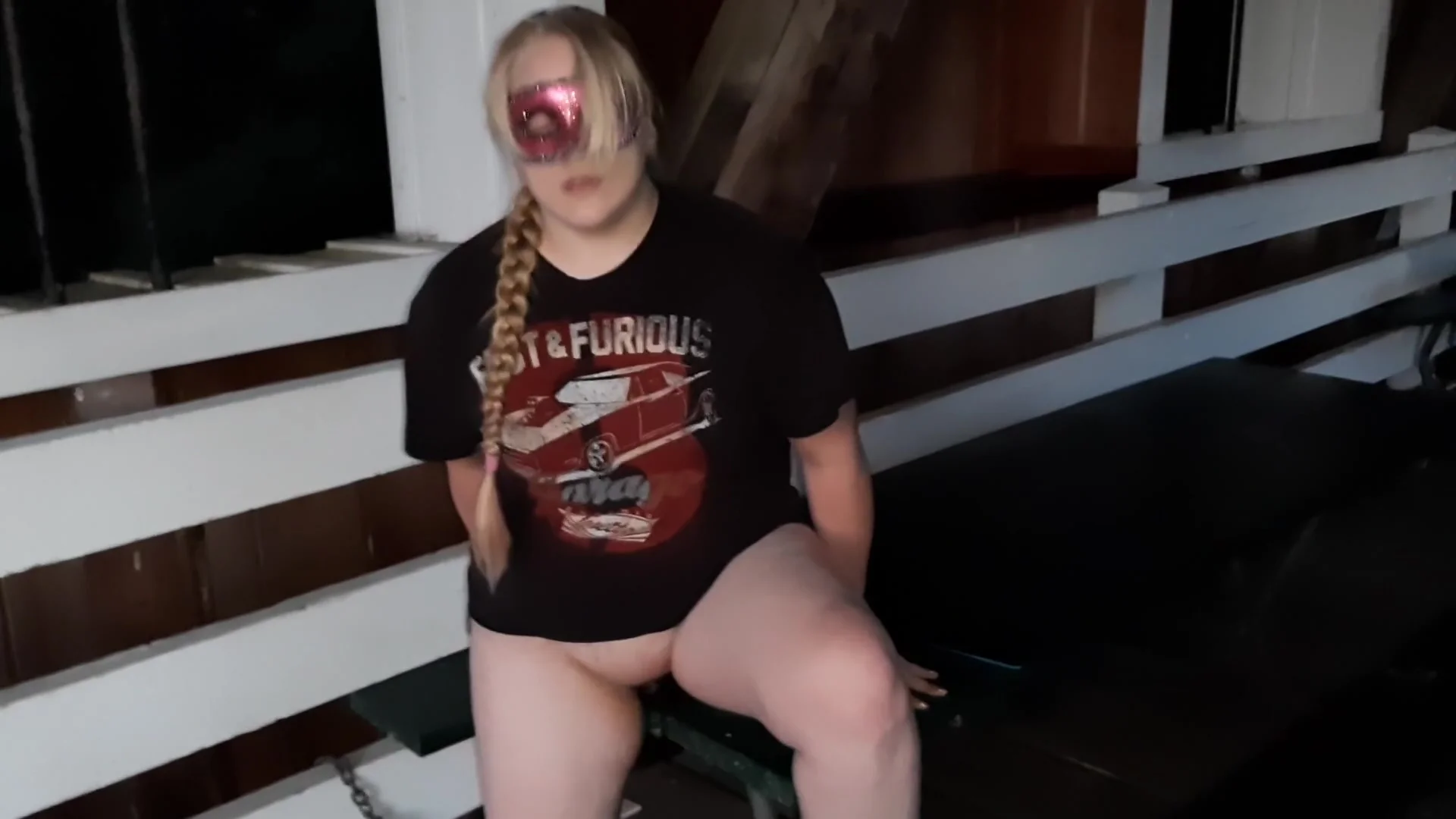Masturbating To Orgasm On Covered Bridge