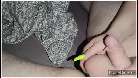 Chubby Hubby - I Scratch His Balls And Torture Him By Tickling His Glans Finally He Cums Very Slowly Over My Nails