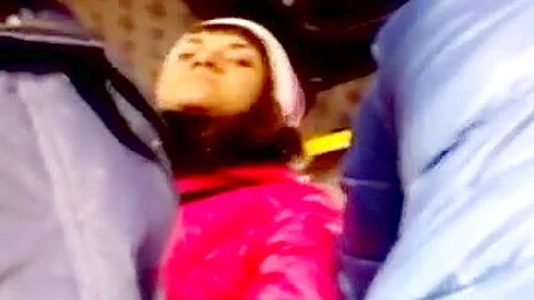 The girl continually looking at dick in the bus