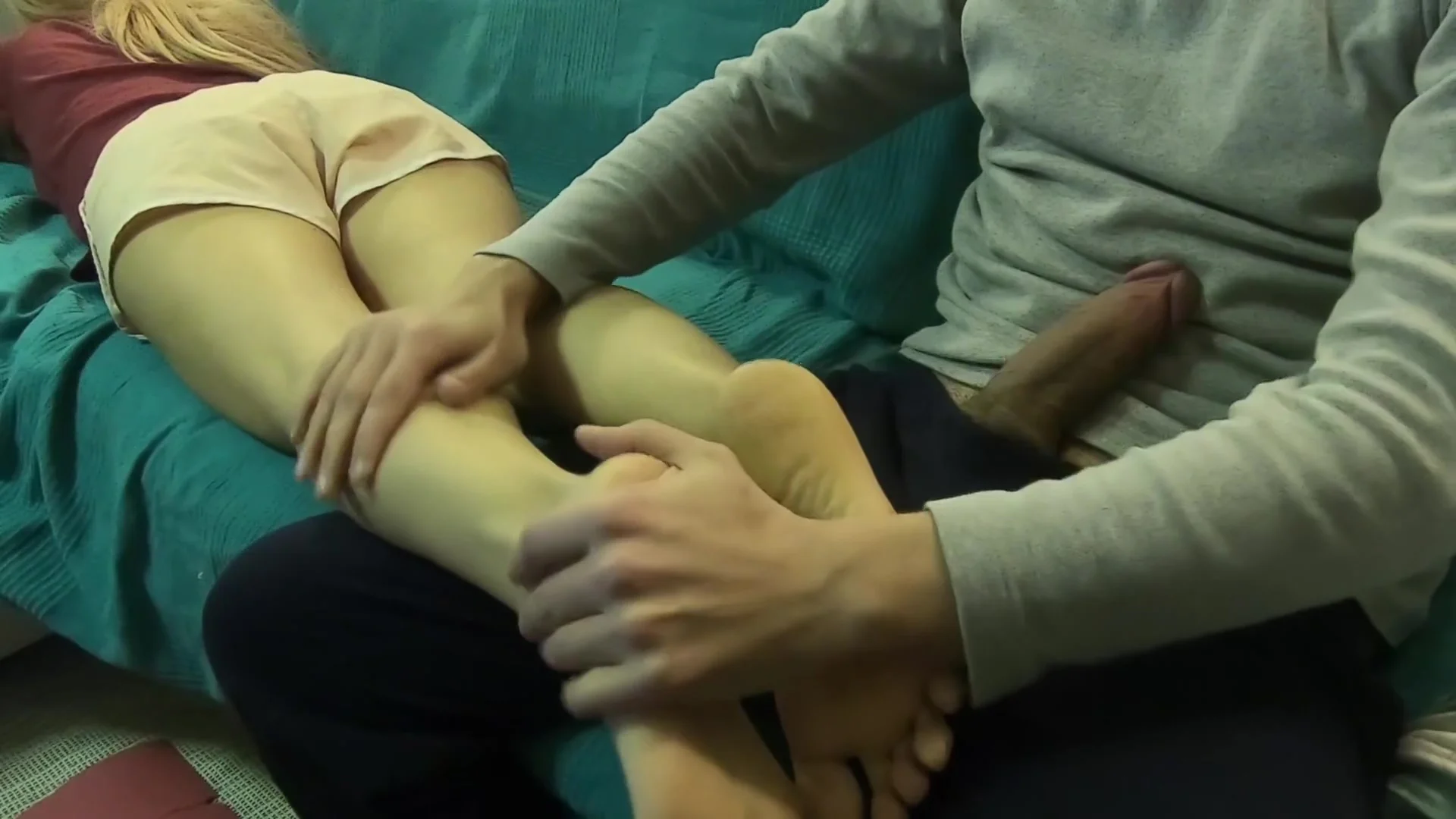 teen 18+ Stepsister Teases Doing Yoga Then Asks For Foot Massage. Stepbro Cant Help But Cumming Nohand