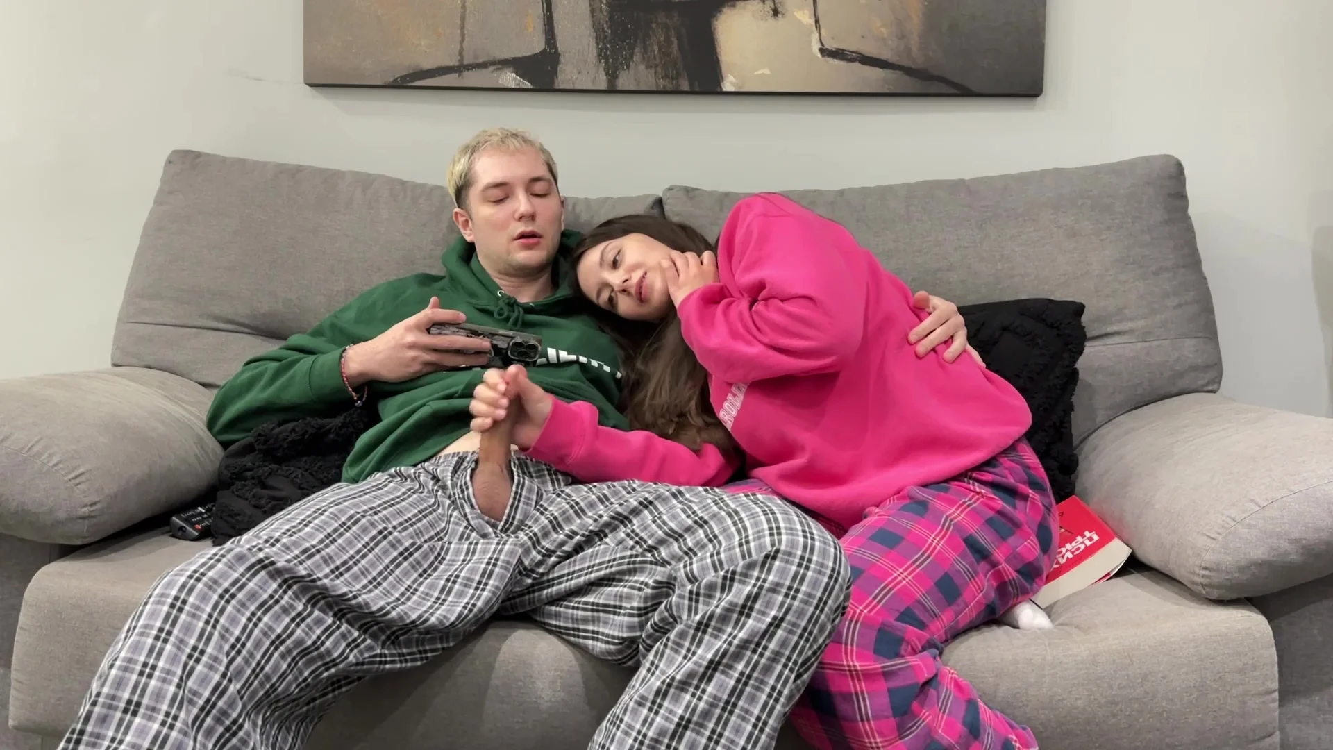 Step Brother Watch Porn And Jerk Off Next To Step Sister! But She Decide Handjob Him Instead Reading
