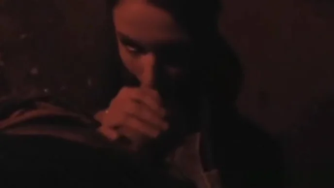 Playful pretty girl sucking big cock