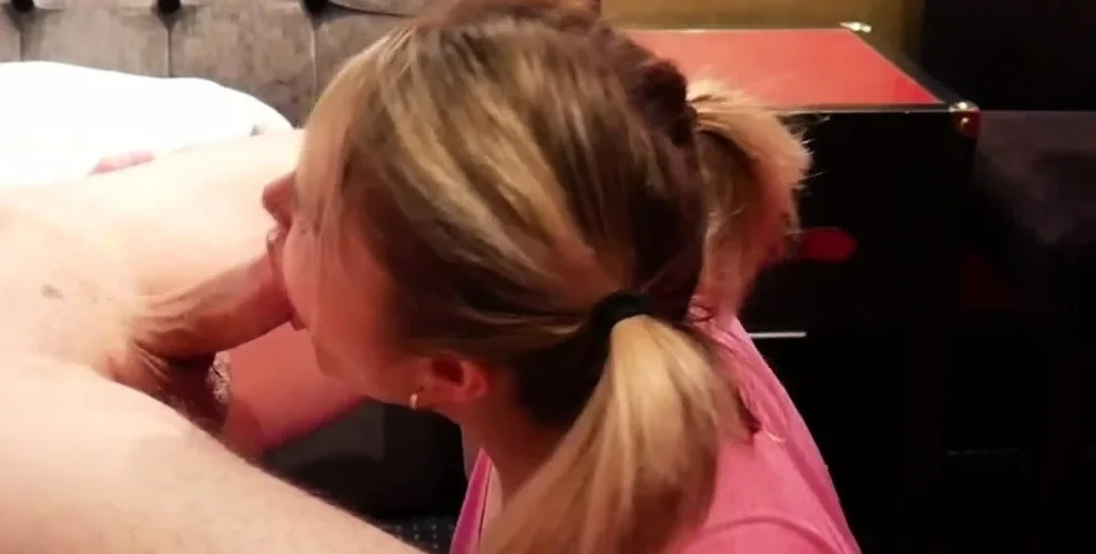 Blonde Amateur Cutie Gives a Sloppy Blowjob