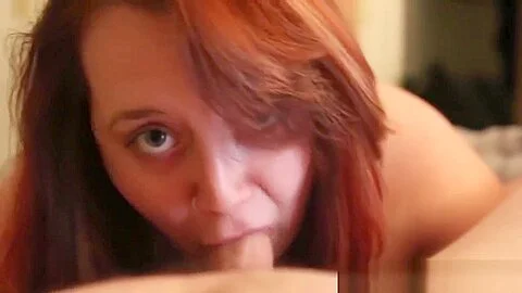CuriousClover BBW POV redhead blowjob at home.