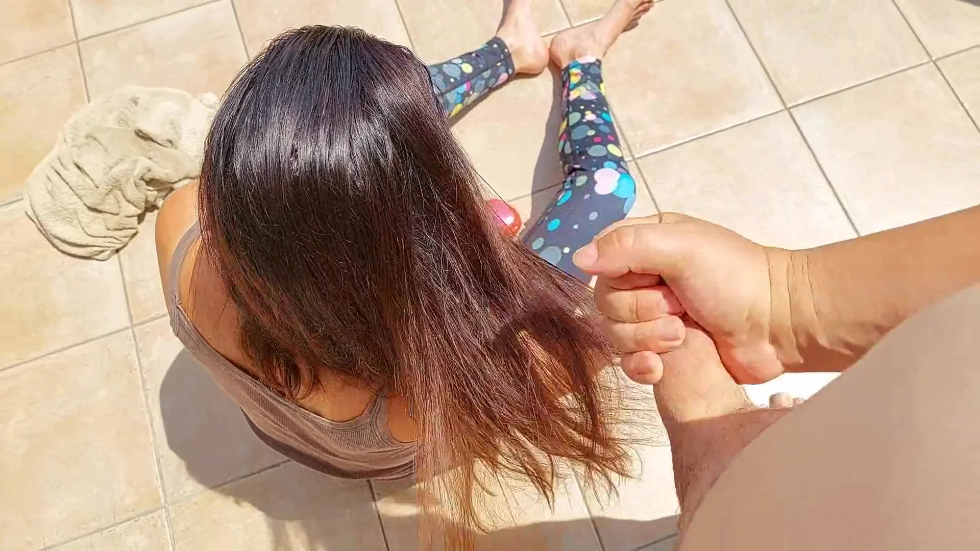 Hairjob On The Balcony