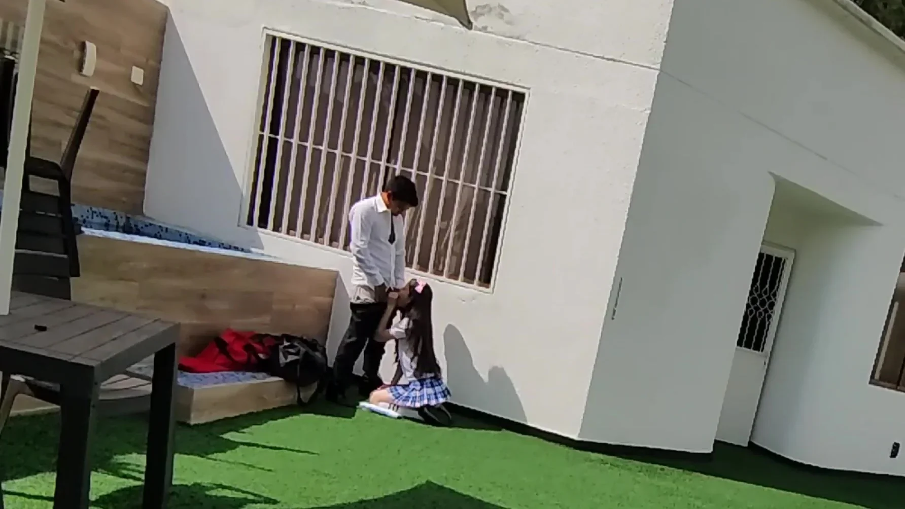 Young School Boys Have Sex On The School Terrace And Are Caught On A Security