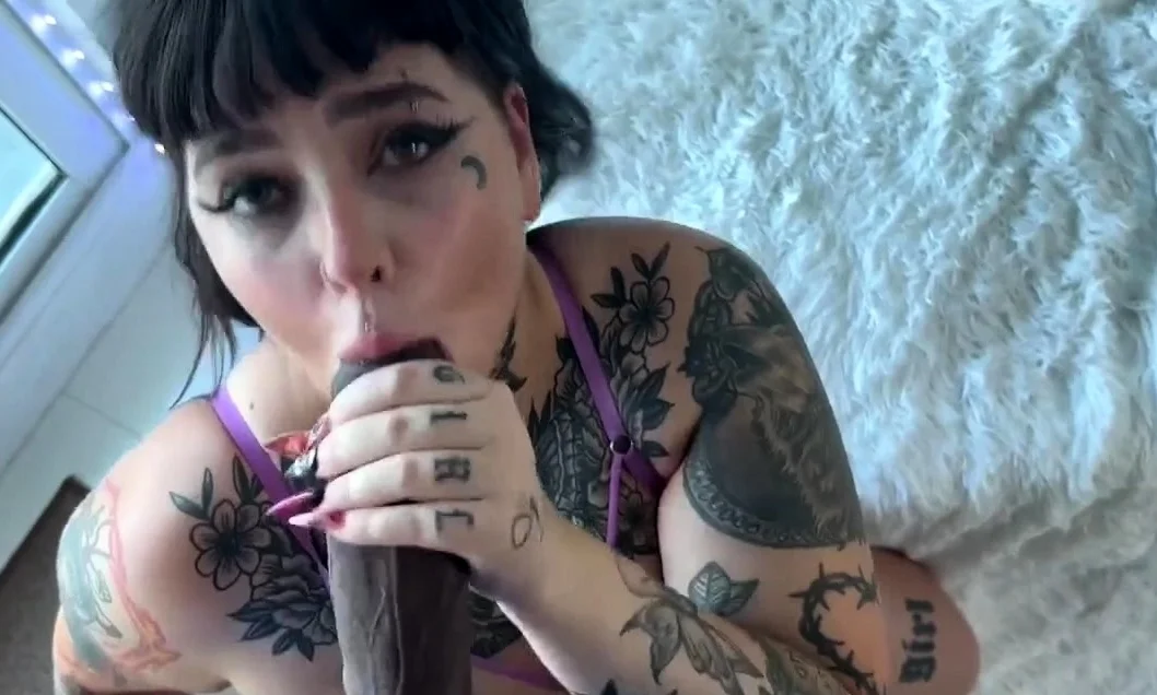 Lustful inked PAWG interracial porn video