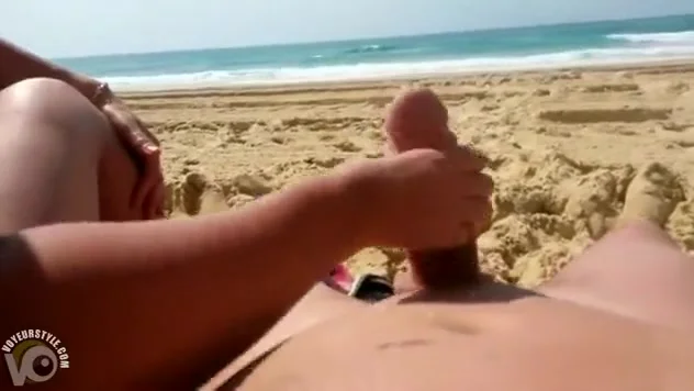 Vigorous wife gives her husband a good handjob