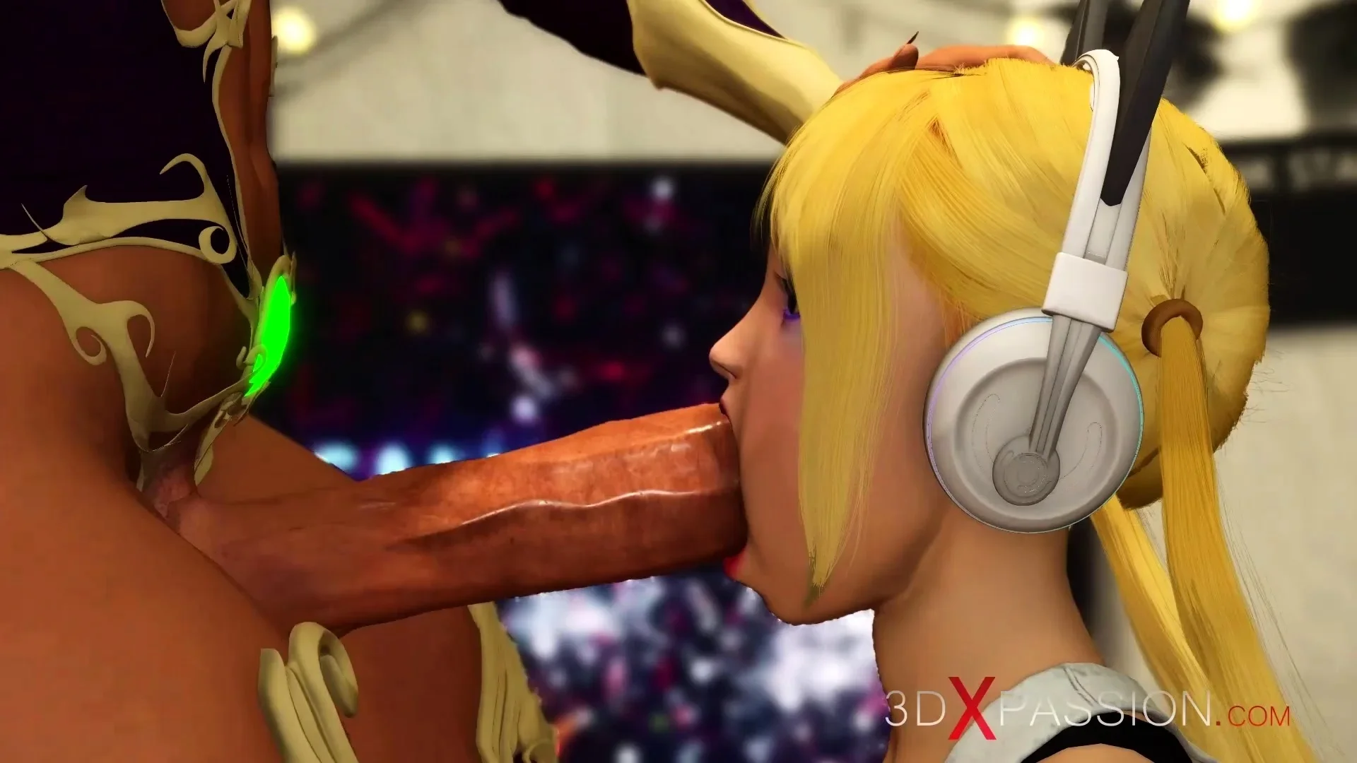 Hot futanari with big dick plays with horny busty gamer girl