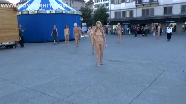 Nude performance art in European public square