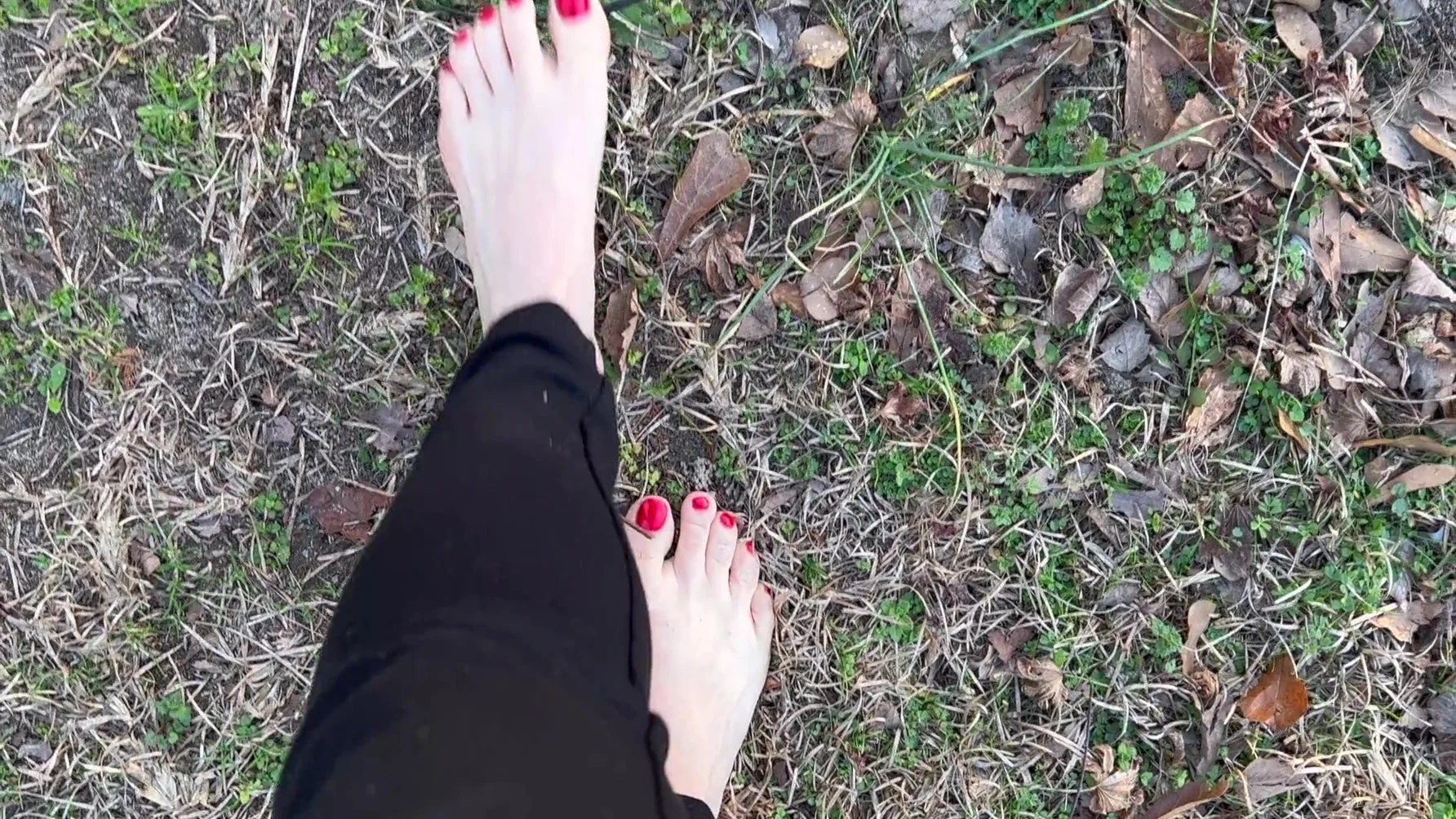 Sexy Feet Female Barefoot Outside Walking Dirty Soles Red Toenails Foot Fetish No Talking