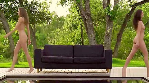 Eufrat Denisa and Fiona dancing naked outdoor