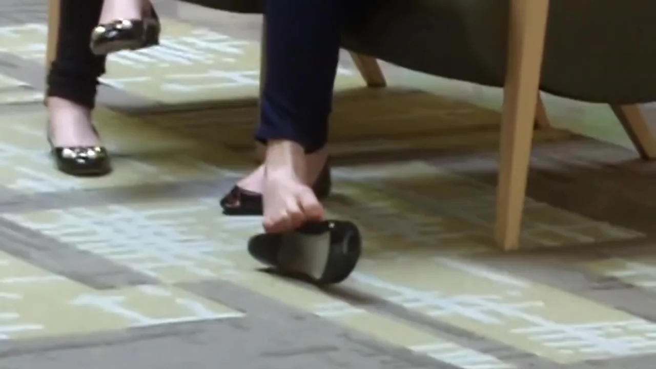 Candid 19yo teen 18+ Shoeplay Feet at Mall